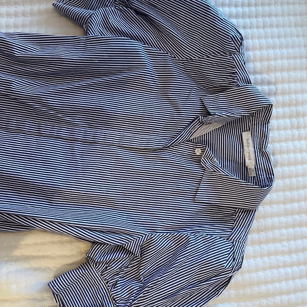Bishop & Young blue and white striped button down